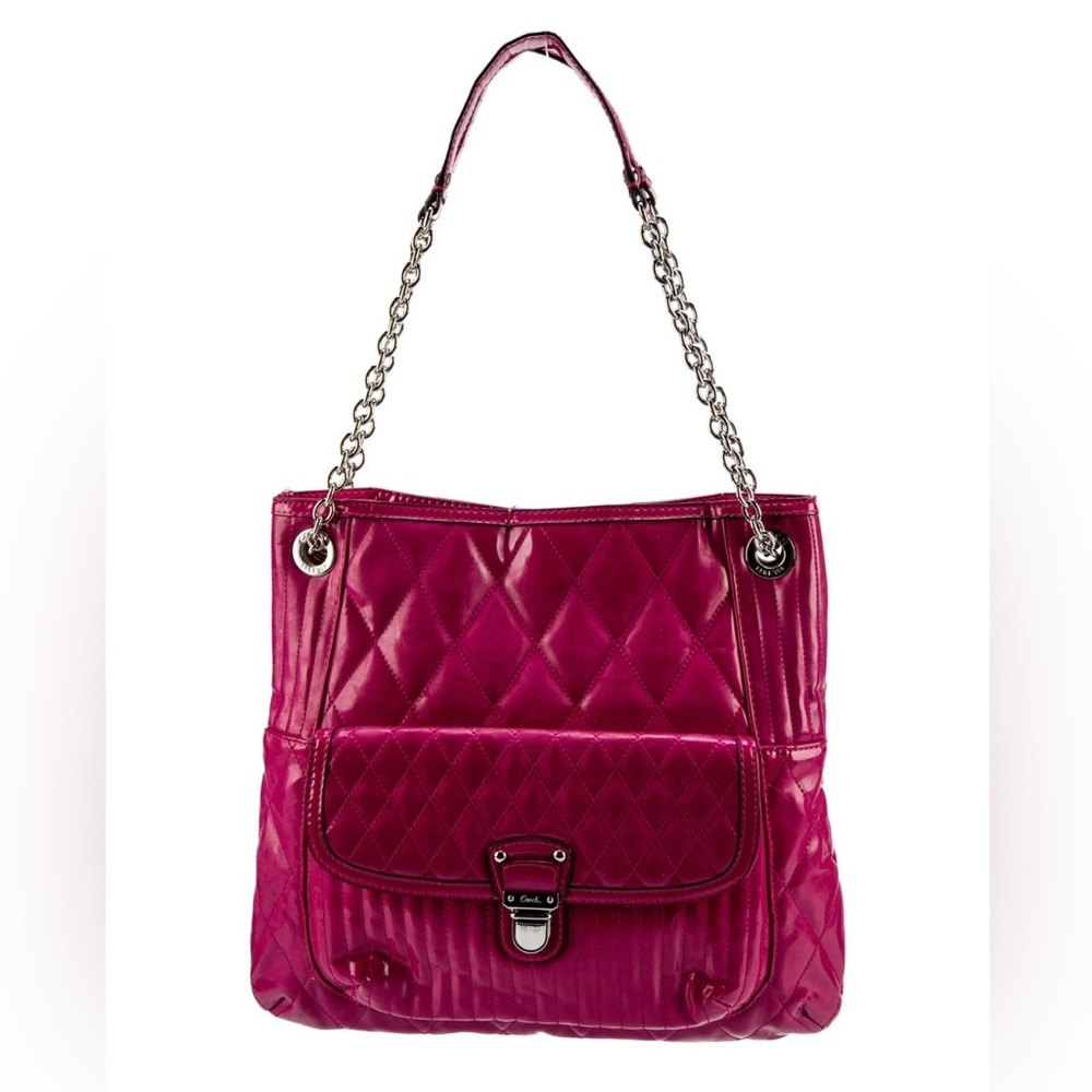 Coach quilted patent leather tote